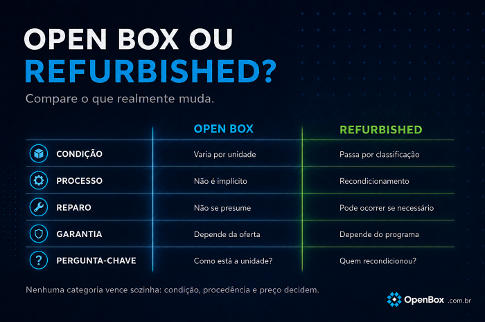 Open Box vs Refurbished: quais as diferenças e qual vale a pena? 3 imagem 3 comparacao open box refurbished
